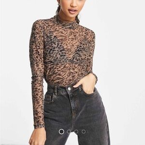 Y.A.S. Krizza Printed High Neck Mesh Top